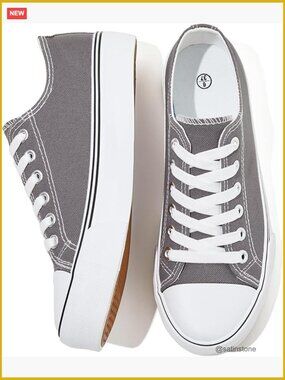 Canvas Low Top Sneakers - Fashion Tennis Shoes for Women